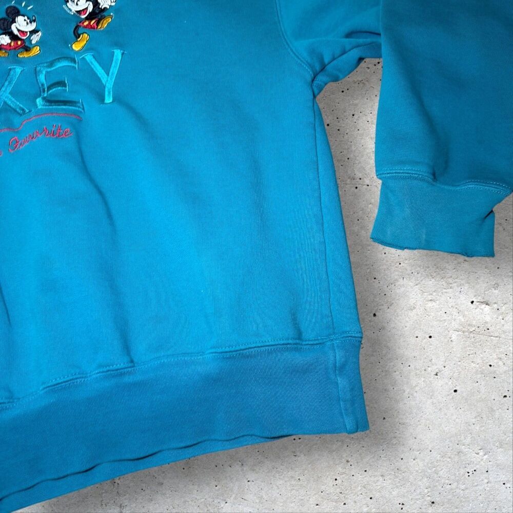 Vintage Disney Store Mickey Amis Sweatshirt Size Large Turquoise France - Picture 6 of 12
